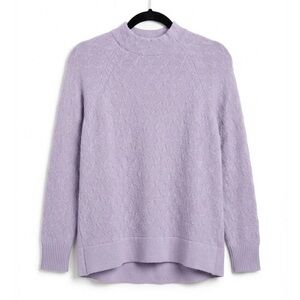 Evolution by Cyrus Purple Mock Neck Textured Knit Sweater Medium Rayon Blend